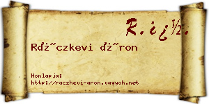 Ráczkevi Áron névjegykártya